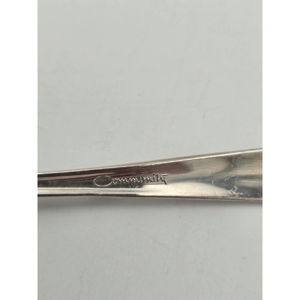 Oneida Community Silver Flower Silverplate Spoons Tablespoons Vintage Set Of 8